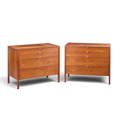 Florence Knoll Florence Knoll for Knoll Mid Century Walnut Chest of Drawers Dresser Pair