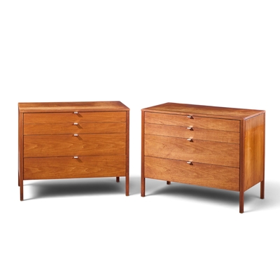 Florence Knoll Florence Knoll for Knoll Mid Century Walnut Chest of Drawers Dresser Pair