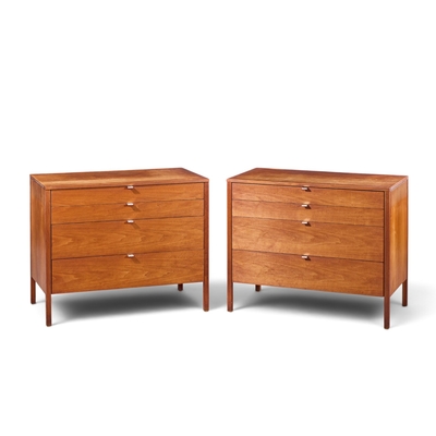 Florence Knoll Florence Knoll for Knoll Mid Century Walnut Chest of Drawers Dresser Pair