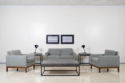 Florence Knoll Gray Wood 4 Piece Living Room Set