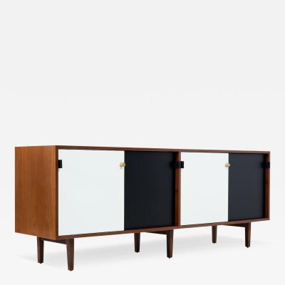 Florence Knoll Mid Century Modern Two Tone Doors Lacquer Credenza by Florence Knoll