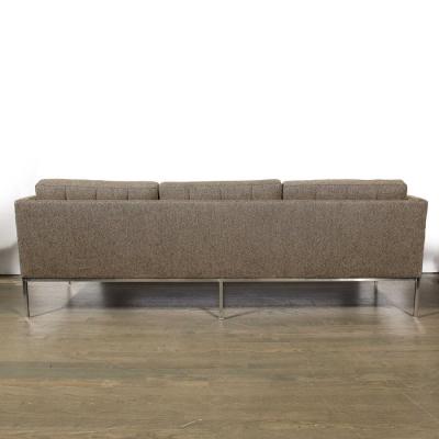 Florence Knoll Modernist Biscuit Tufted Relaxed Sofa in Holly Hunt Fabric by Florence Knoll