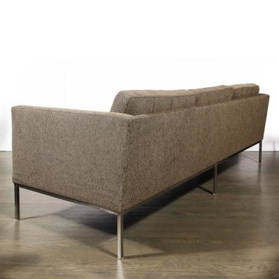 Florence Knoll Modernist Biscuit Tufted Relaxed Sofa in Holly Hunt Fabric by Florence Knoll