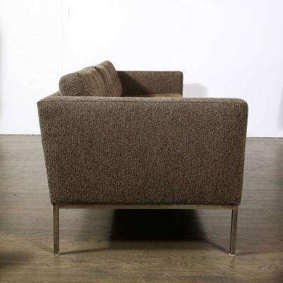 Florence Knoll Modernist Biscuit Tufted Relaxed Sofa in Holly Hunt Fabric by Florence Knoll