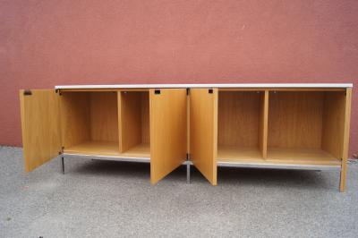 Florence Knoll Oak Credenza with Marble Top by Florence Knoll for Knoll