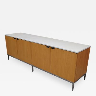 Florence Knoll Oak Credenza with Marble Top by Florence Knoll for Knoll