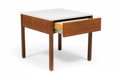 Florence Knoll Pair Of Florence Knoll White Laminate And Walnut Square Nightstands End Tables