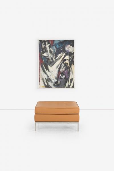 Florence Knoll Pair of Florence Knoll Leather Ottomans 1965