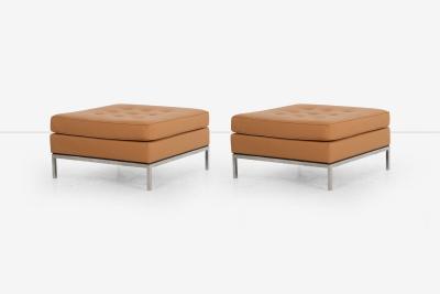 Florence Knoll Pair of Florence Knoll Leather Ottomans 1965
