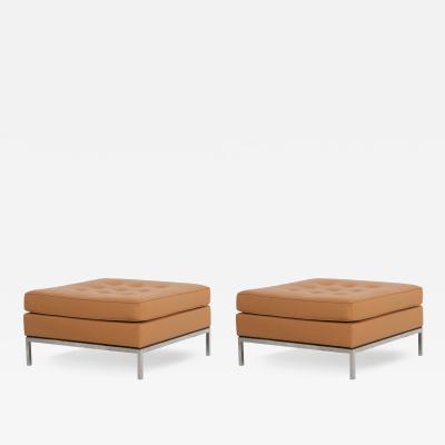Florence Knoll Pair of Florence Knoll Leather Ottomans 1965