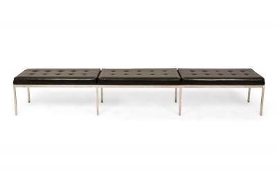 Florence Knoll Pair of Florence Knoll for Knoll International Black Leather Museum Benches