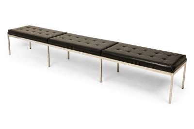 Florence Knoll Pair of Florence Knoll for Knoll International Black Leather Museum Benches