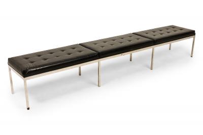 Florence Knoll Pair of Florence Knoll for Knoll International Black Leather Museum Benches