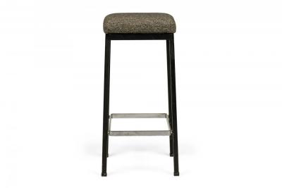 Florence Knoll Pair of Florence Knoll for Knoll International Black and Silver Bar Stools
