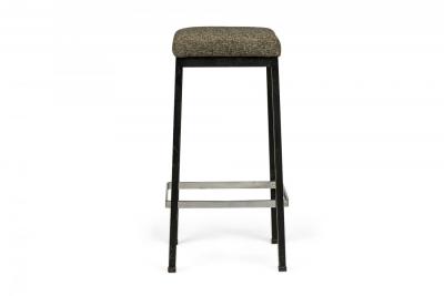 Florence Knoll Pair of Florence Knoll for Knoll International Black and Silver Bar Stools