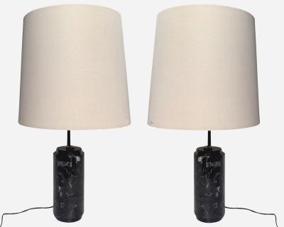 Florence Knoll Pair of black marble lamps with sliding shade by F Knoll Knoll Intl circa 1960