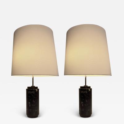 Florence Knoll Pair of black marble lamps with sliding shade by F Knoll Knoll Intl circa 1960