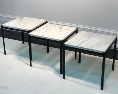 Florence Knoll Set of Nesting Tables with Marble Tops in the Manner of Florence Knoll