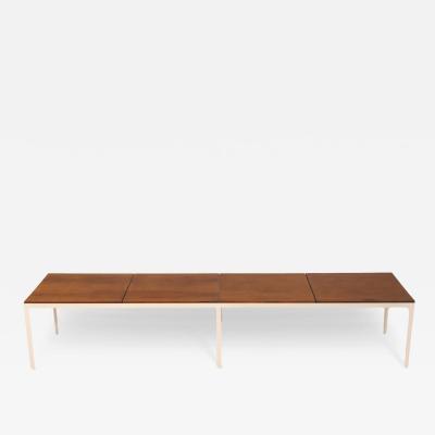 Florence Knoll T Angle Bench with Walnut Panels Designed by Florence Knoll