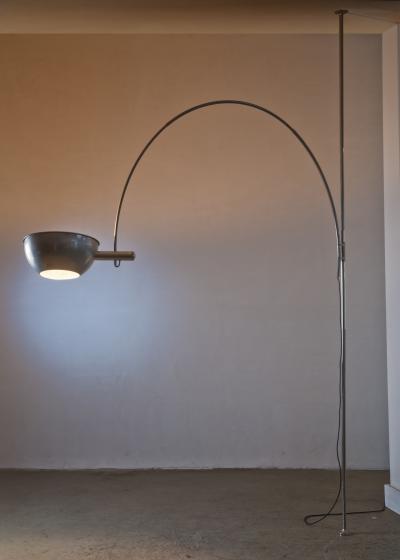 Florian Schulz Ceiling to Floor Lamp by Florian Schulz with Adjustable Arc Germany 1970s