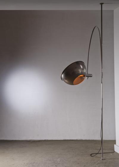 Florian Schulz Ceiling to Floor Lamp by Florian Schulz with Adjustable Arc Germany 1970s