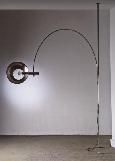 Florian Schulz Ceiling to Floor Lamp by Florian Schulz with Adjustable Arc Germany 1970s