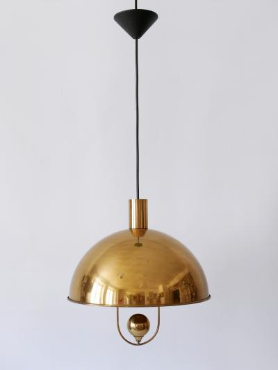 Florian Schulz Elegant Mid Century Modern Brass Pendant Lamp by Florian Schulz Germany 1970s