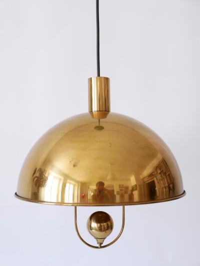 Florian Schulz Elegant Mid Century Modern Brass Pendant Lamp by Florian Schulz Germany 1970s