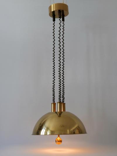 Florian Schulz Large Elegant Mid Century Pulldown Brass Pendant Lamp by Florian Schulz 1970s