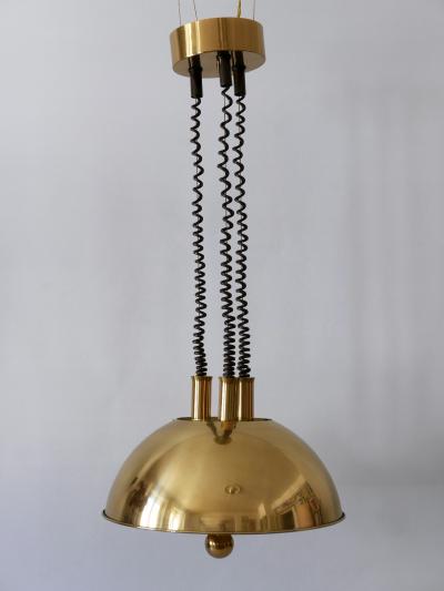 Florian Schulz Large Elegant Mid Century Pulldown Brass Pendant Lamp by Florian Schulz 1970s