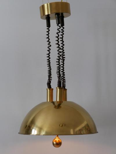 Florian Schulz Large Elegant Mid Century Pulldown Brass Pendant Lamp by Florian Schulz 1970s