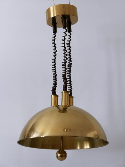 Florian Schulz Large Elegant Mid Century Pulldown Brass Pendant Lamp by Florian Schulz 1970s