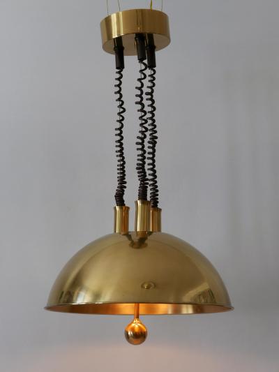 Florian Schulz Large Elegant Mid Century Pulldown Brass Pendant Lamp by Florian Schulz 1970s
