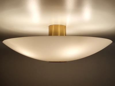 Florian Schulz Modernist Brass Glass Flush Mount or Sconce by Florian Schulz Germany 1970s