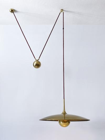 Florian Schulz Rare Early Brass Counterweight Pendant Lamp Onos 55 by Florian Schulz 1960s