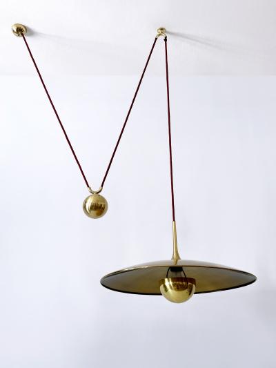 Florian Schulz Rare Early Brass Counterweight Pendant Lamp Onos 55 by Florian Schulz 1960s