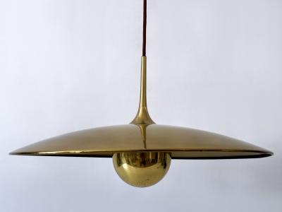 Florian Schulz Rare Early Brass Counterweight Pendant Lamp Onos 55 by Florian Schulz 1960s