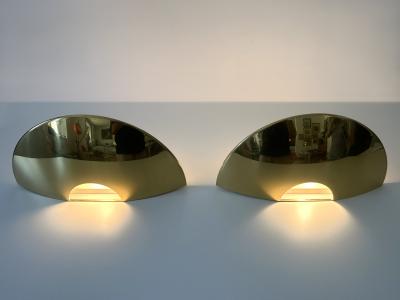 Florian Schulz Set of Two Elegant Brass Wall Lamps or Sconces by Florian Schulz Germany 1970s