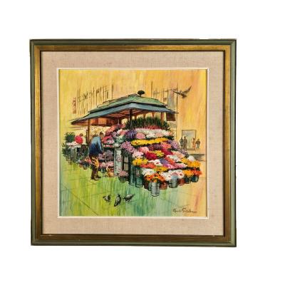 Flower Stall Union Square S F signed by Amado Gonz lez circa 1970