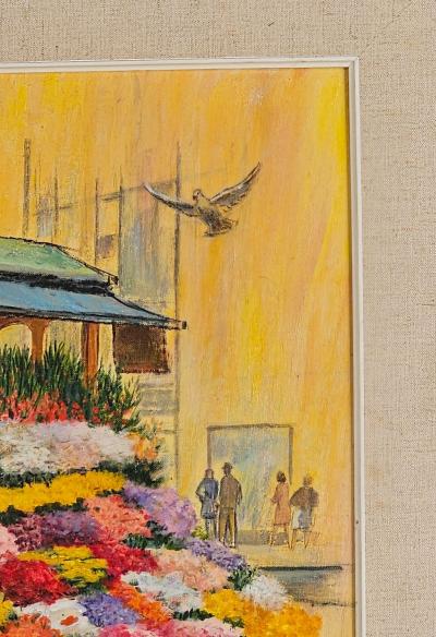 Flower Stall Union Square S F signed by Amado Gonz lez circa 1970