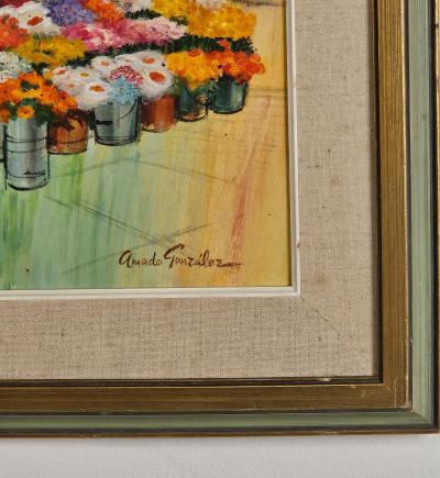 Flower Stall Union Square S F signed by Amado Gonz lez circa 1970