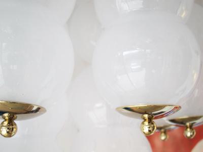Flush Mount Conical Murano White Glass and Brass Ceiling Light in stock