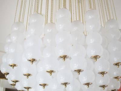 Flush Mount Conical Murano White Glass and Brass Ceiling Light in stock