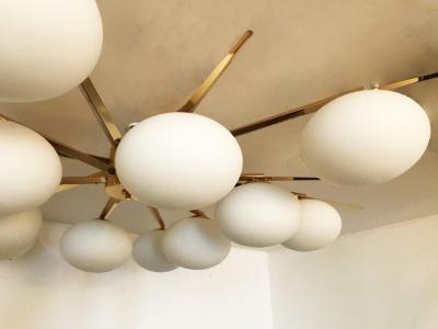 Flushmount Brass and Glass Starburst Italy