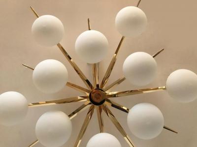 Flushmount Brass and Glass Starburst Italy