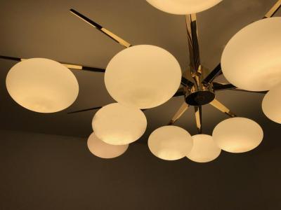 Flushmount Brass and Glass Starburst Italy