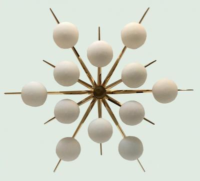 Flushmount Brass and Glass Starburst Italy