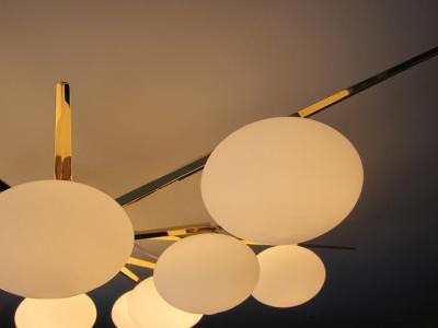 Flushmount Brass and Glass Starburst Italy