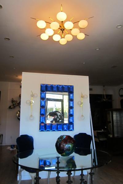 Flushmount Brass and Glass Starburst Italy