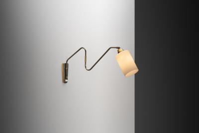Fluted Brass Wall Lamp with Swing Arm Denmark 1950s